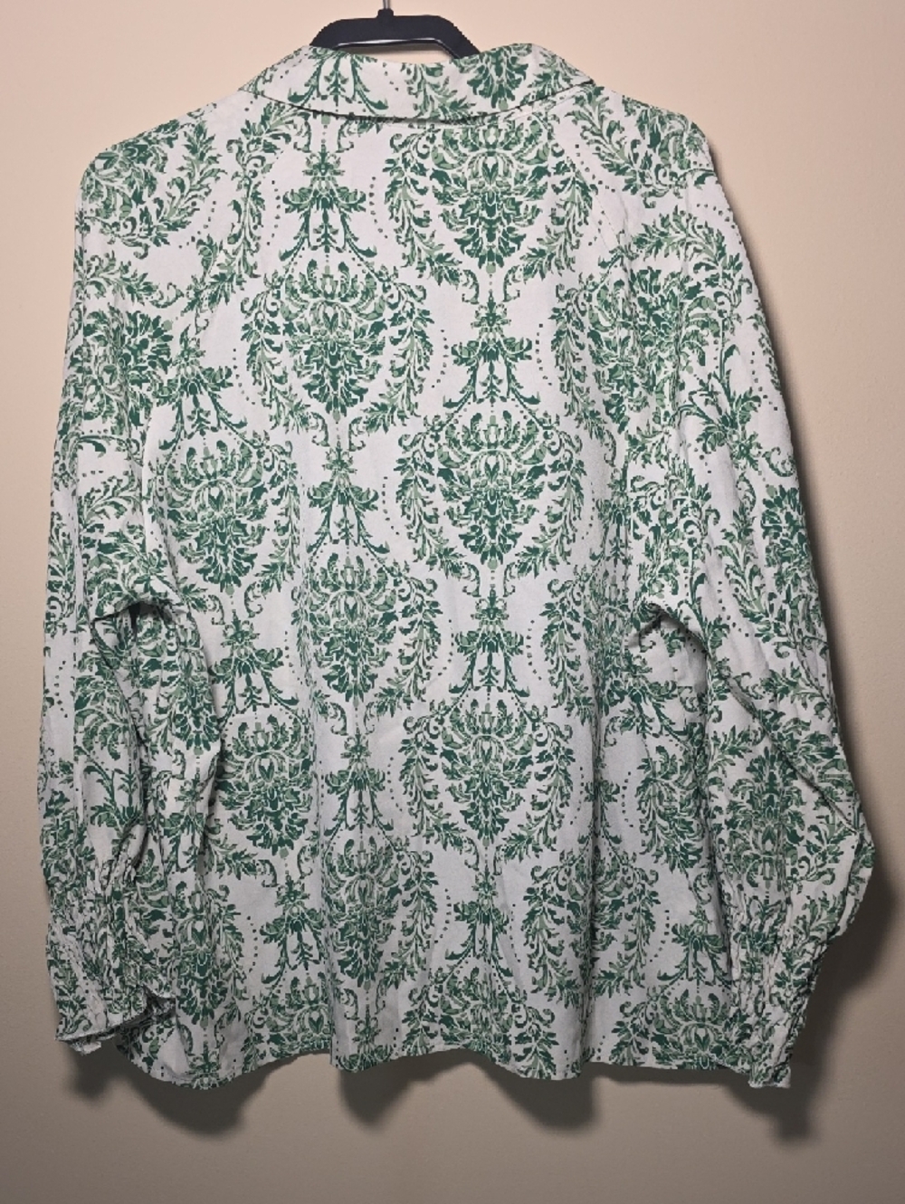 Classic Green Damask Button-Down Shirt - Women's - Picture 6 of 8